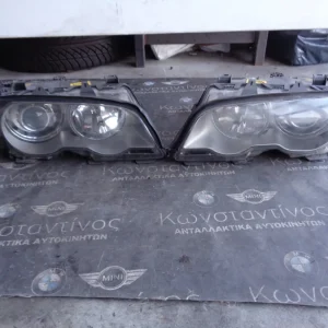 ΦΑΝΑΡΙΑ ΕΜΠΡΟΣ (FRONT LIGHTS) BMW E46 COUPE-CABRIO XENON ΠΑΛΙΟ ΜΟΝΤΕΛΟ ΜΕ ΑΣΗΜΙ  (SILVER ΦΟΝΤΟ)